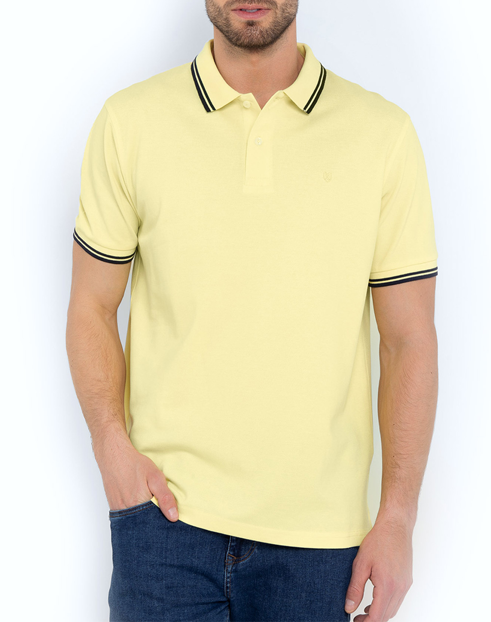 THE BOSTONIANS ΜΠΛΟΥΖΑ POLO PIQUE TWIN TIPPED REGULAR 3PS1271-LIGHT Yellow
