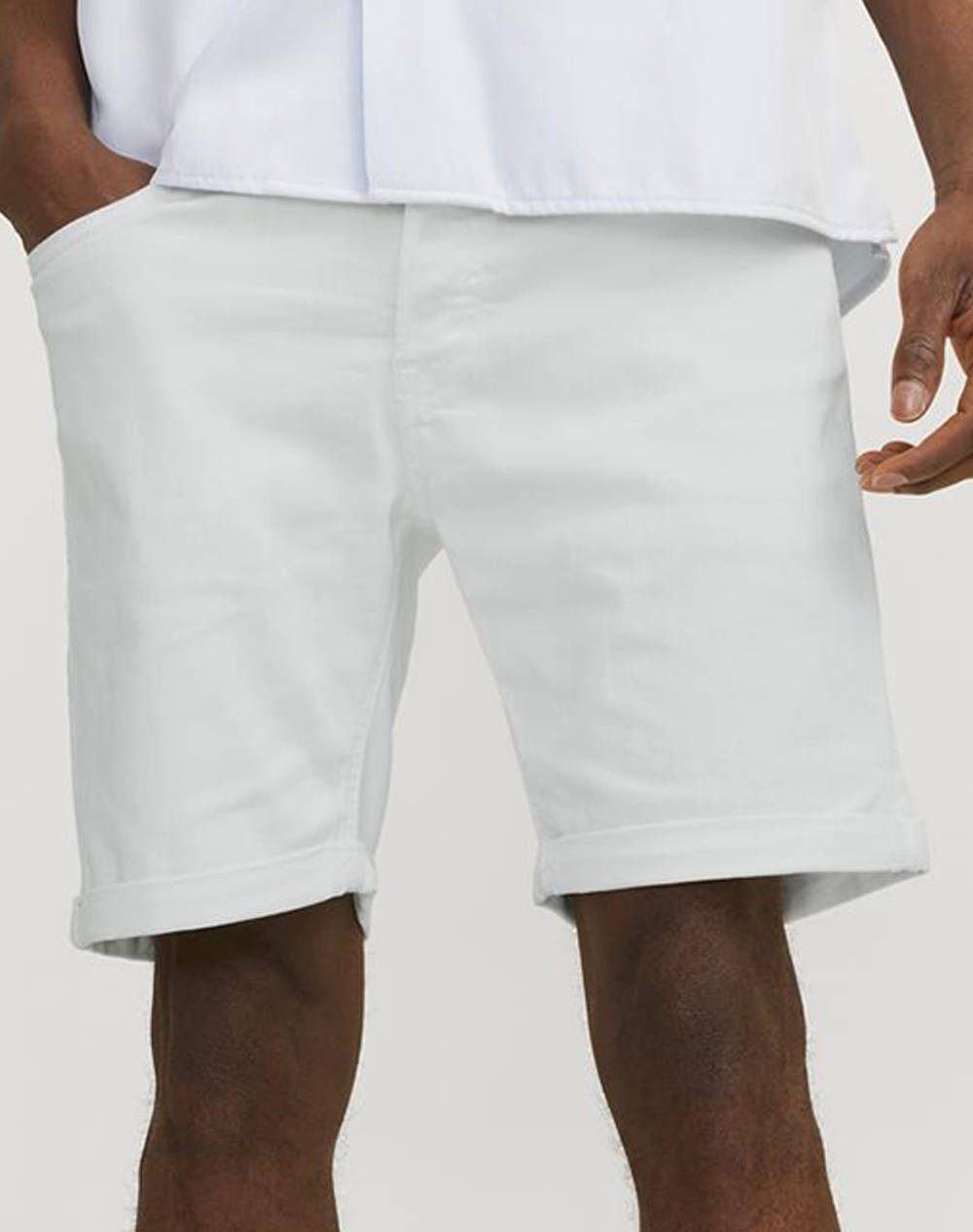 JACK&JONES JJIRICK JJORIGINAL SHORTS AM 215 12256767-White Denim White