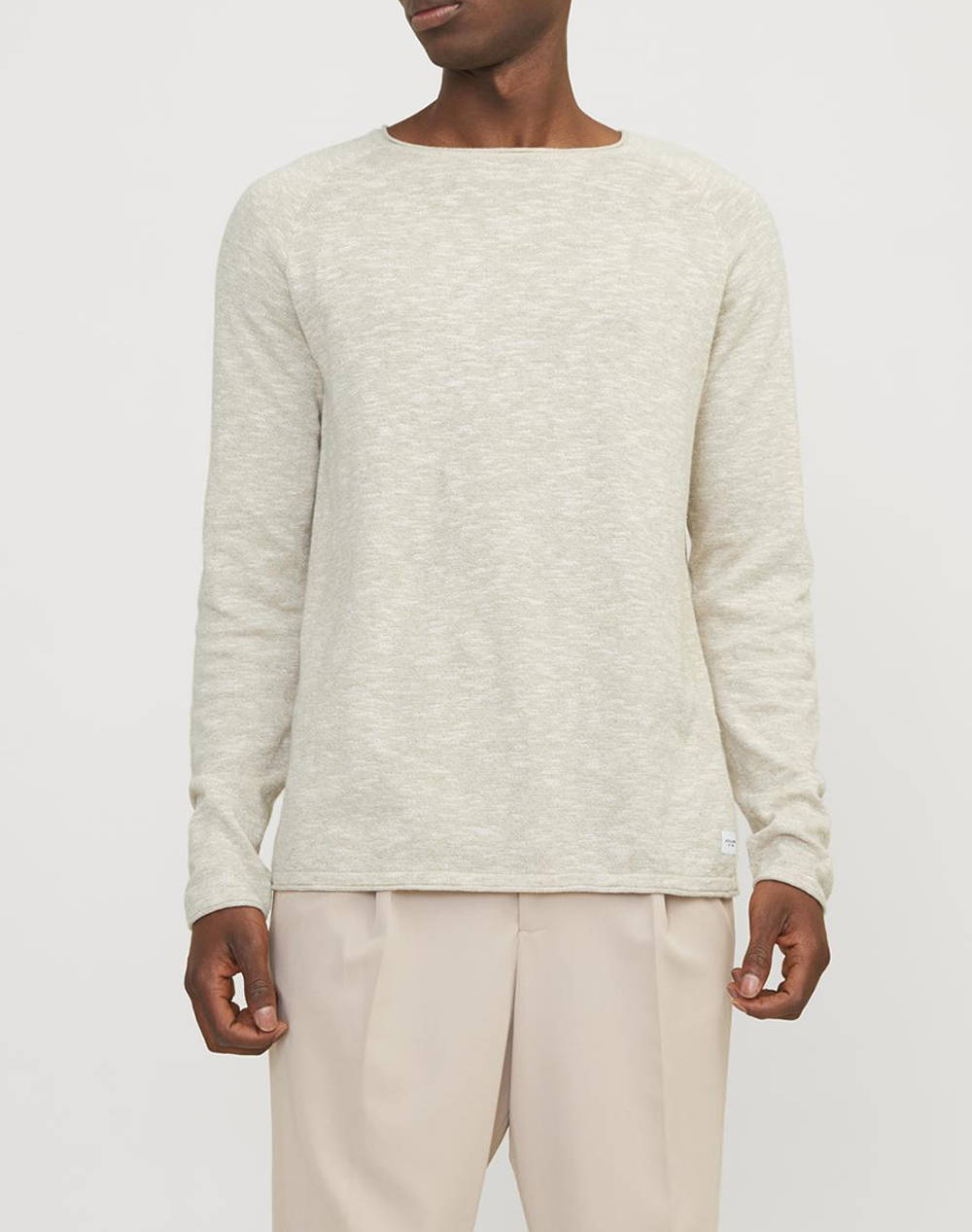 JACK&JONES JACK&JONES JJELINEN KNIT CREW NECK SN 12248788-Crockery Ecru