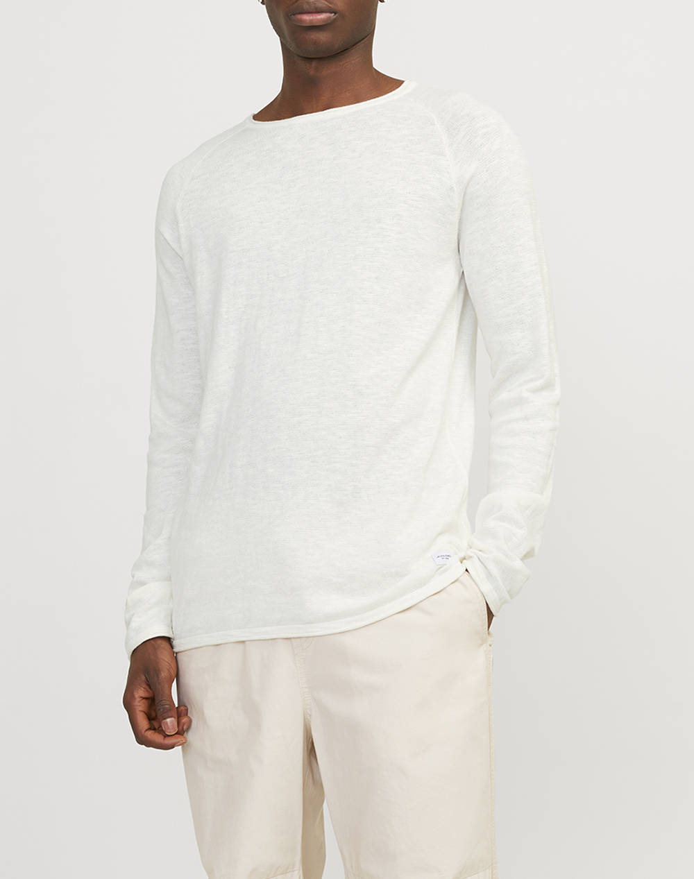 JACK&JONES JJELINEN KNIT CREW NECK SN 12248788-Cloud Dancer OffWhite