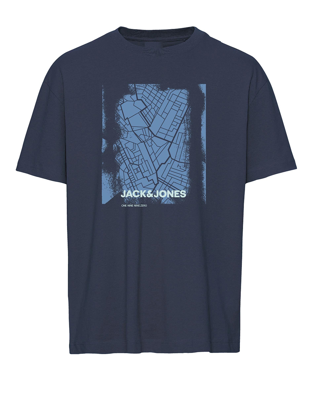 JACK&JONES JCOCITY MAP TEE SS CREW NECK FST 12256172-Navy Blazer DarkBlue 3820AJACK3400389_50002