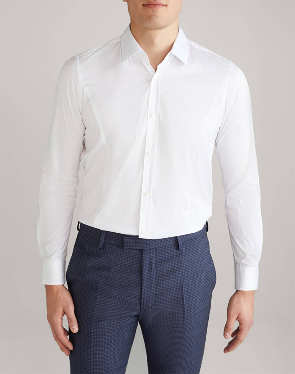 Joop Ανδρικό Πουκάμισο Σε Κανονική Γραμμή Μακρυμάνικο Άσπρο Βαμβάκι Πολυαμίδιο Ελαστάνη