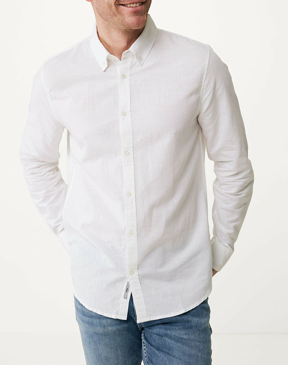 MEXX CALEB Basic linen shirt MF007200241M-110601 White