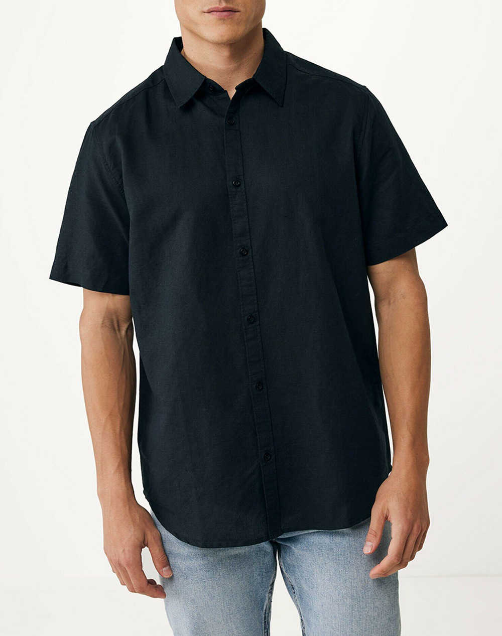 MEXX BRANDON Basic linen short sleeve shirt MF007200341M-193911 Black