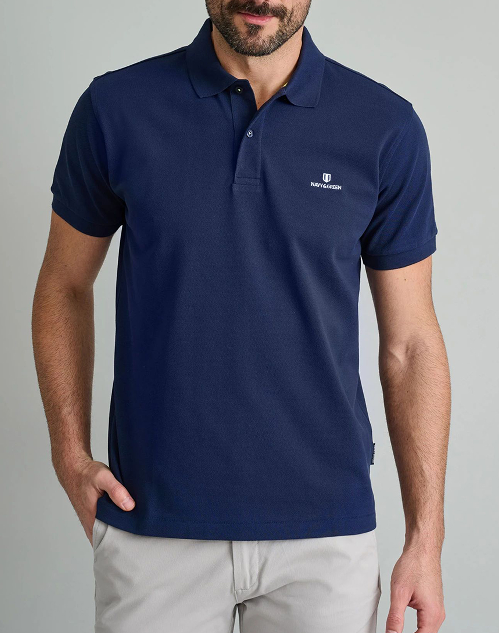 NAVY&GREEN POLO ΜΠΛΟΥΖΑΚΙ-CUSTOM FIT 24GE.300.7-MD BLUE NavyBlue