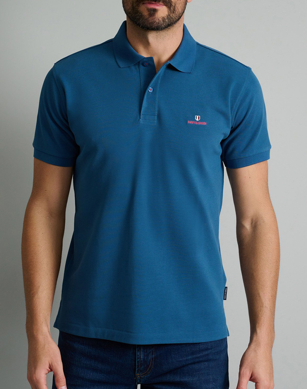 NAVY&GREEN POLO ΜΠΛΟΥΖΑΚΙ-CUSTOM FIT 24GE.300.7-AIRFORCE BLUE SteelBlue