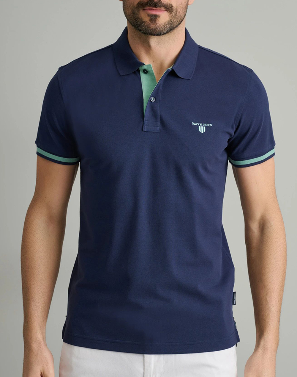 NAVY&GREEN POLO SHIRT-YOUNG LINE