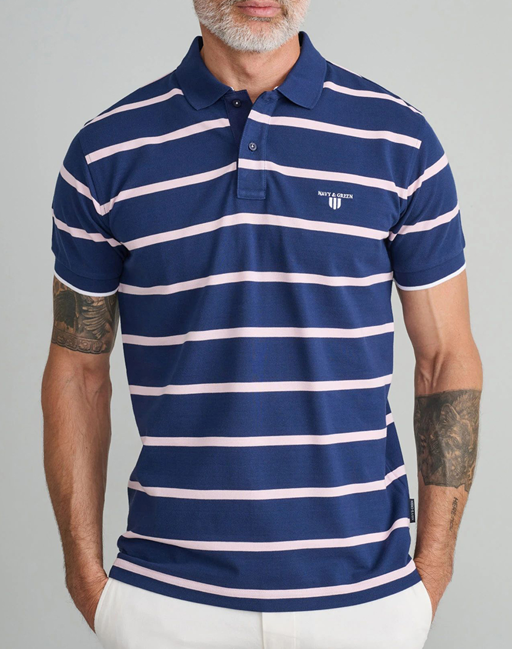 NAVY&GREEN POLO ΜΠΛΟΥΖΑΚΙ-CUSTOM FIT 24GE.884.2-NT BLUE/PINK NavyBlue