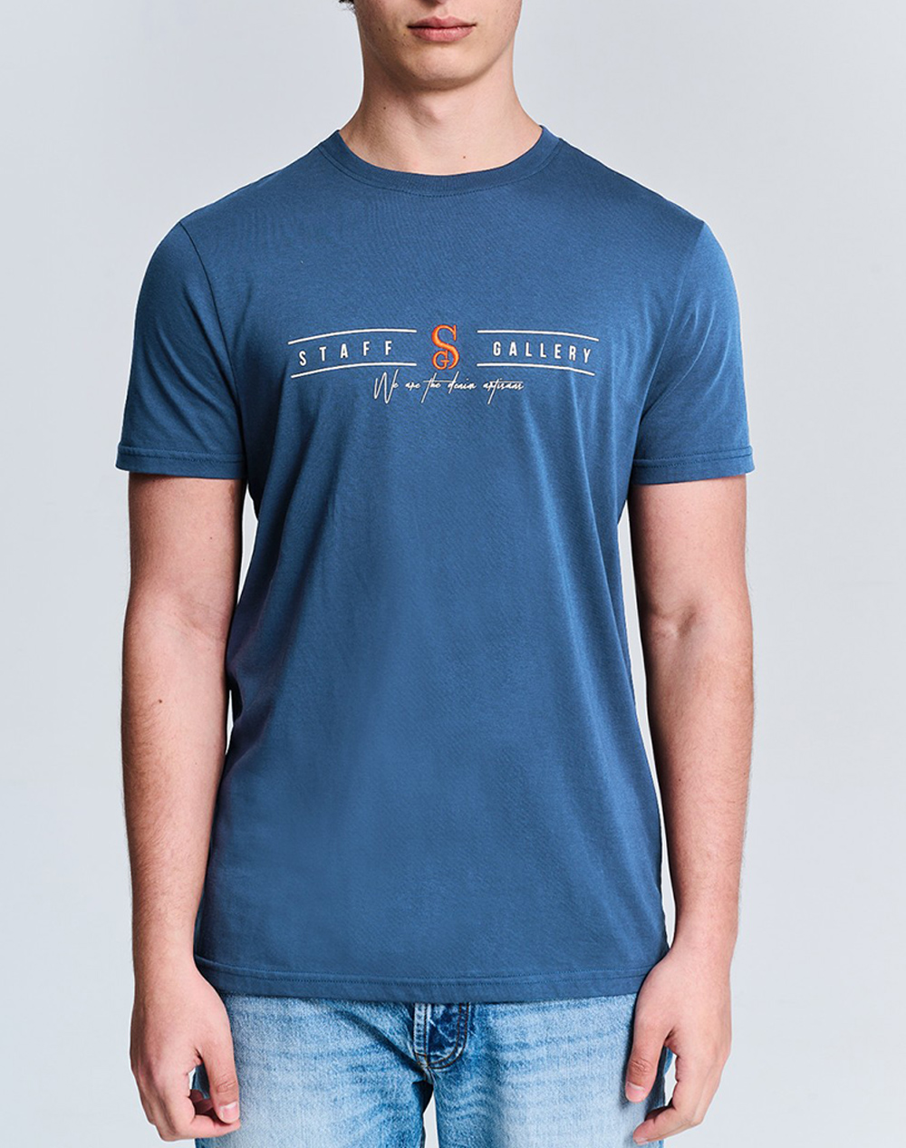 STAFF Man T-Shirt Short Sleeve 100% Co 64-055.051-Ν0282 SteelBlue