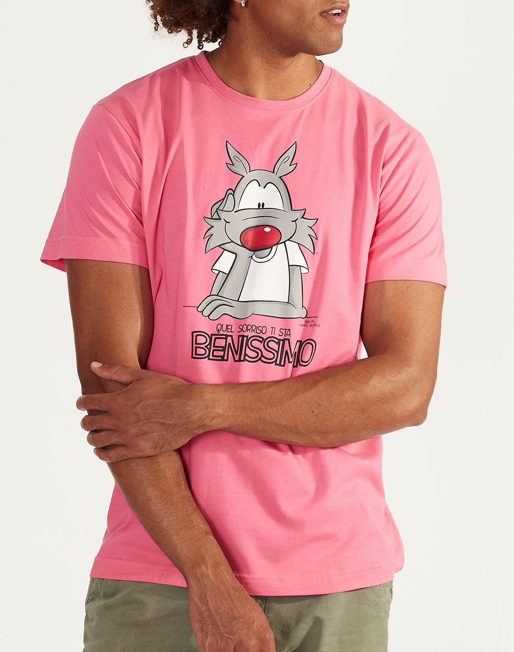 COTTONMANIA 5667 HAPPY PEOPLE ΜΠΛΟΥΖΑ ΑΝΔΡ. ΚΜ TSHIRT COLORATE 5667HP-2281 Pink