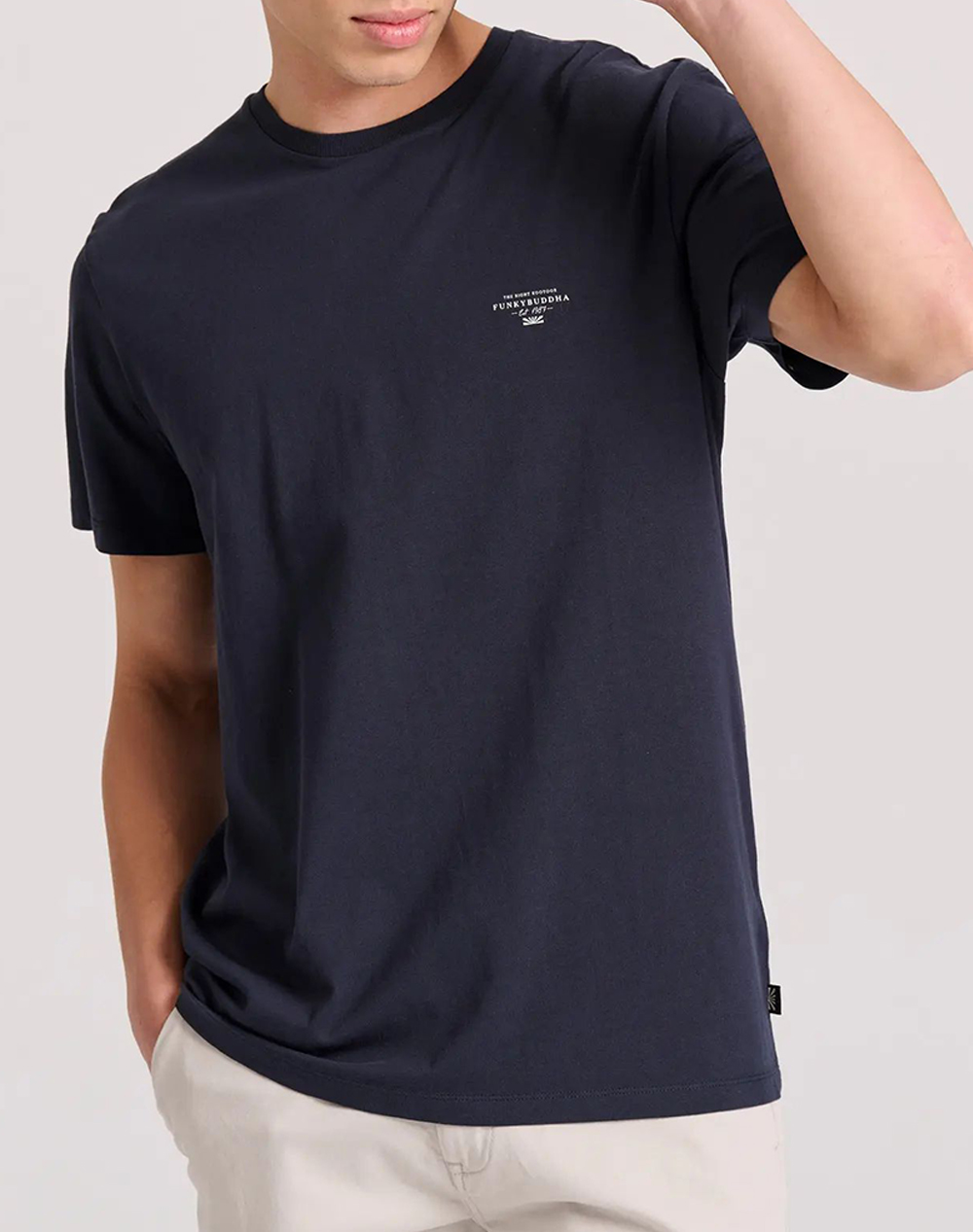 FUNKY BUDDHA T-shirt με branded τύπωμα – The essentials FBM009-001-04-MARINE DarkBlue 3820TFUNK3200109_XR30214