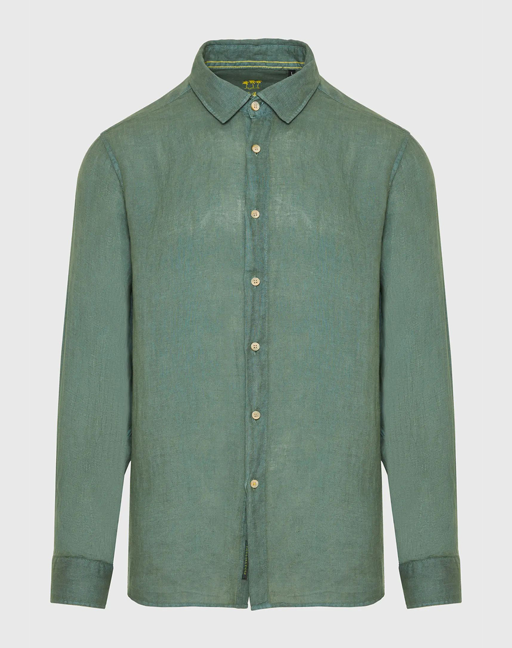 FUNKY BUDDHA Garment dyed λινό πουκάμισο – The essentials FBM009-001-05-FOREST GREEN MediumForestGreen