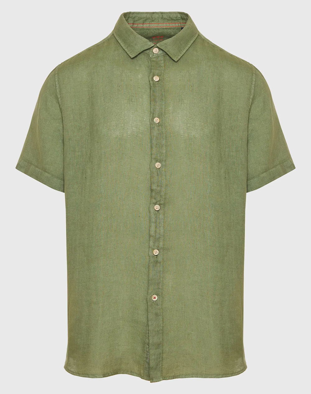 FUNKY BUDDHA Garment dyed κοντομάνικο λινό πουκάμισο FBM009-002-05-KHAKI Khaki