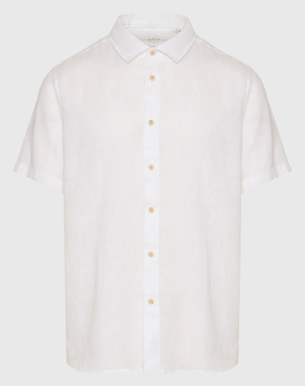 FUNKY BUDDHA Garment dyed κοντομάνικο λινό πουκάμισο FBM009-002-05-WHITE White