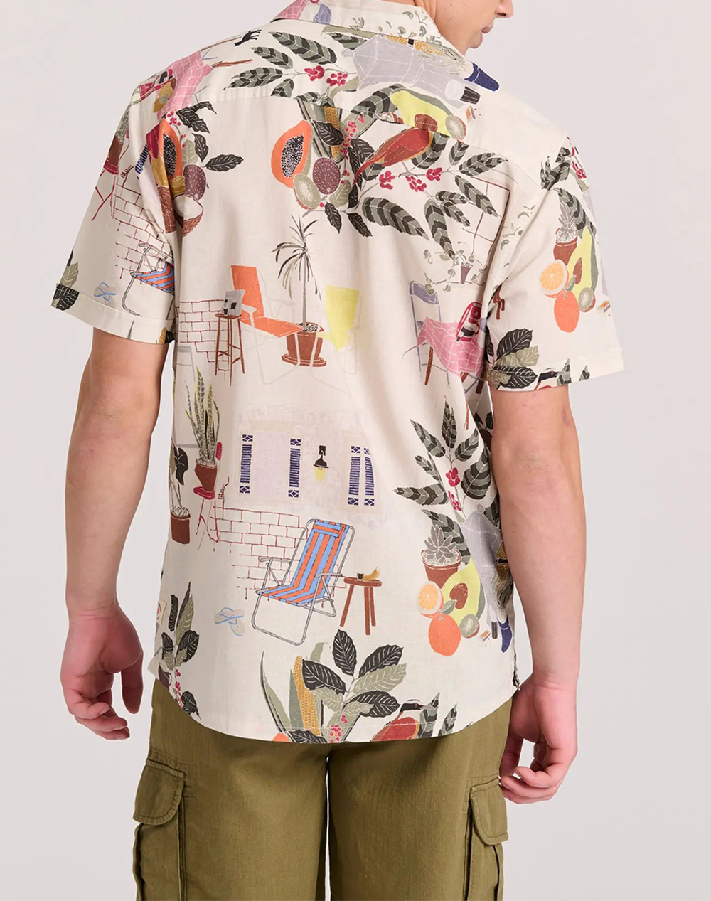 FUNKY BUDDHA Linen blend πουκάμισο με all over τύπωμα