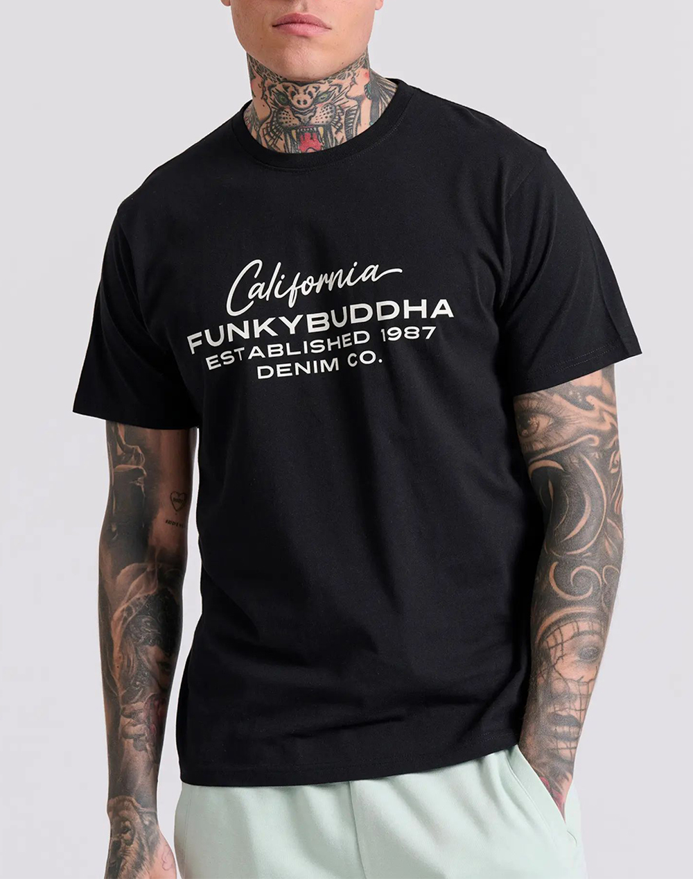 FUNKY BUDDHA T-shirt με Funky Buddha τύπωμα FBM009-017-04-BLACK Black 3820TFUNK3400203_2813