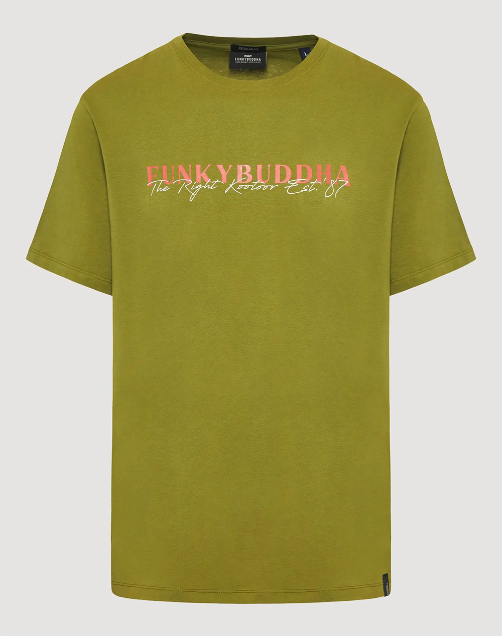 FUNKY BUDDHA T-shirt με branded τύπωμα από οργανικό βαμβάκι FBM009-095-04-MOSS GREEN Green