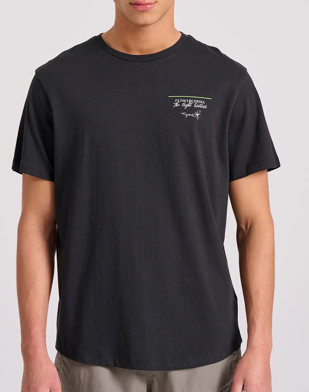 FUNKY BUDDHA T-shirt με floral frame τύπωμα στη πλάτη FBM009-308-04-BLACK Black