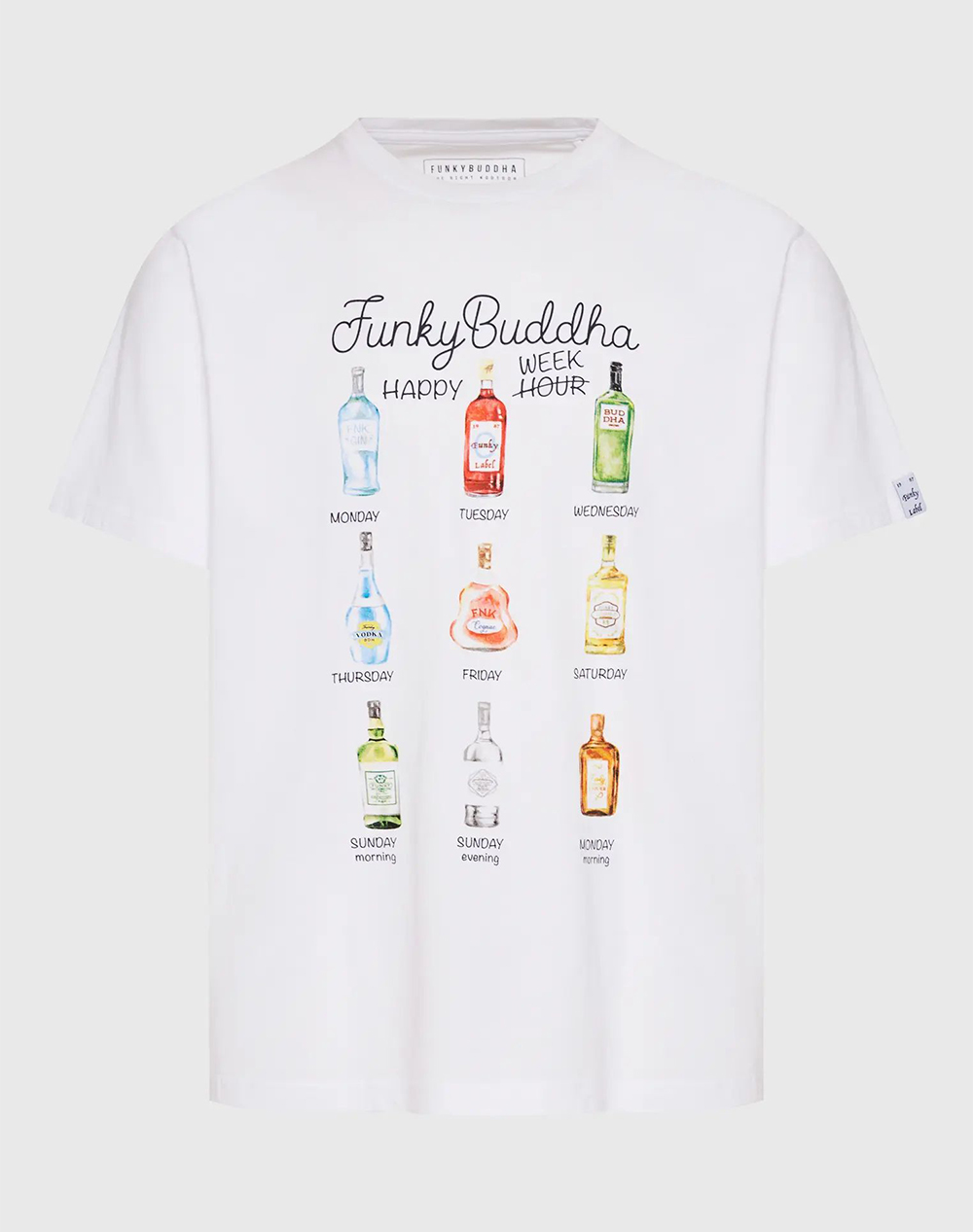 FUNKY BUDDHA T-shirt με weekly plan τύπωμα FBM009-304-04-WHITE White
