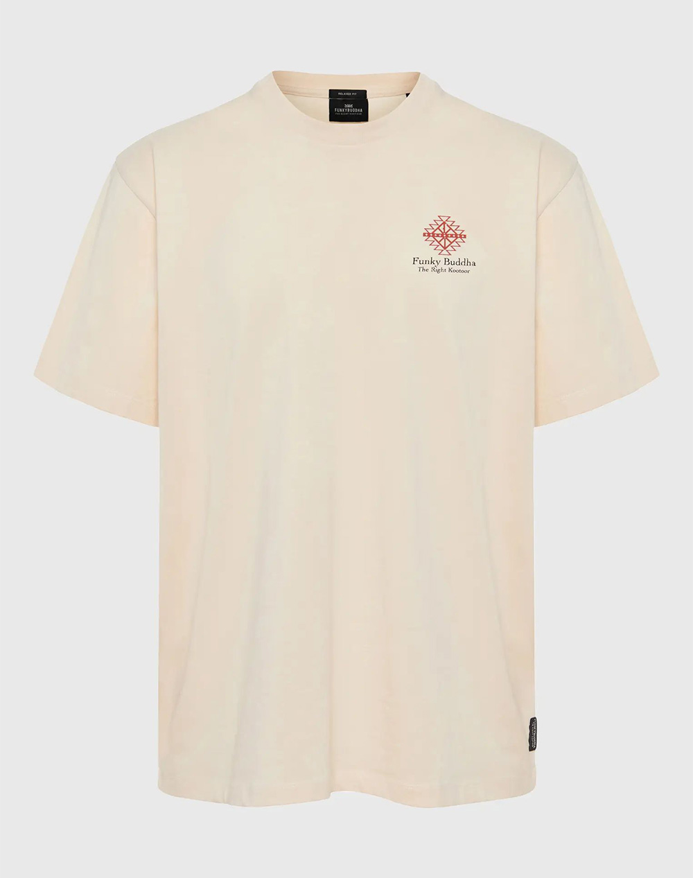FUNKY BUDDHA Relaxed fit t-shirt με abstract τύπωμα από οργανικό βαμβάκι FBM009-069-04-CREAM Cream 3820TFUNK3400287_XR07064