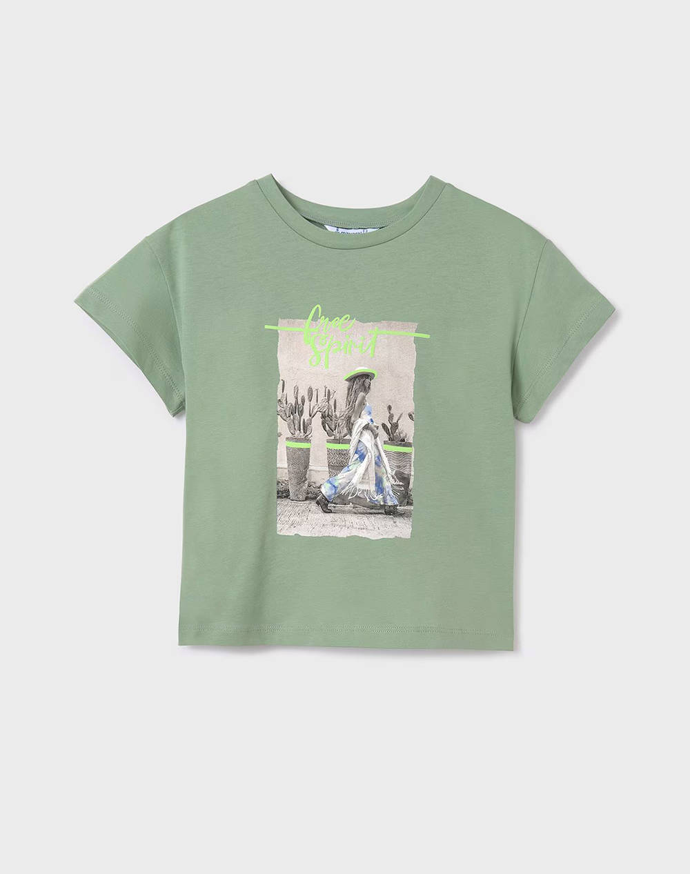 Mayoral Παιδική Μπλούζα Με Cut Out Στην Πλάτη Για Κορίτσι Κοντομάνικη Πράσινο Μέντας Βαμβάκι