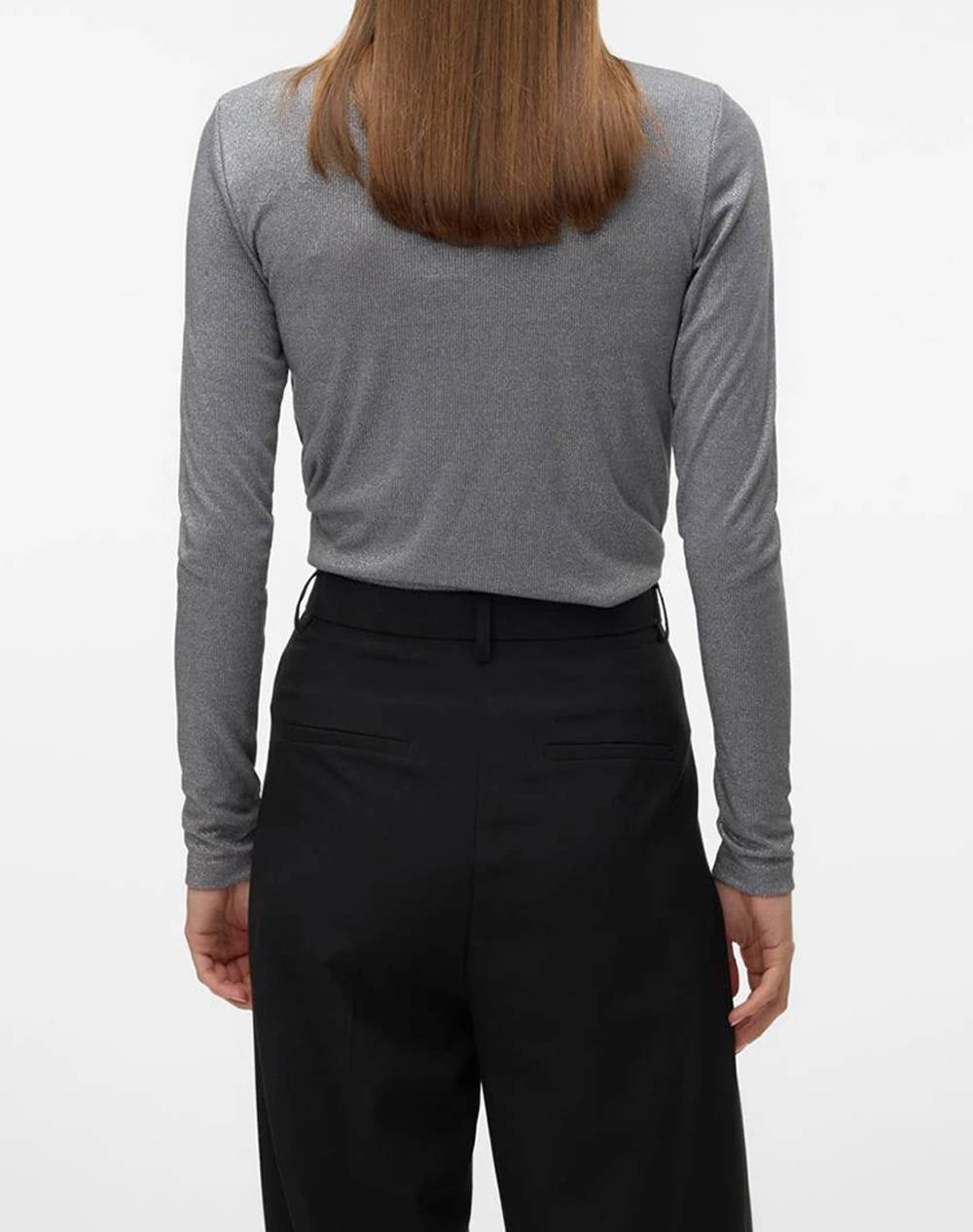 AWARE BY VERO MODA VMNICHOLLE LS ROLL NECK TOP VMA 10318336-Pavement Gray φωτογραφία