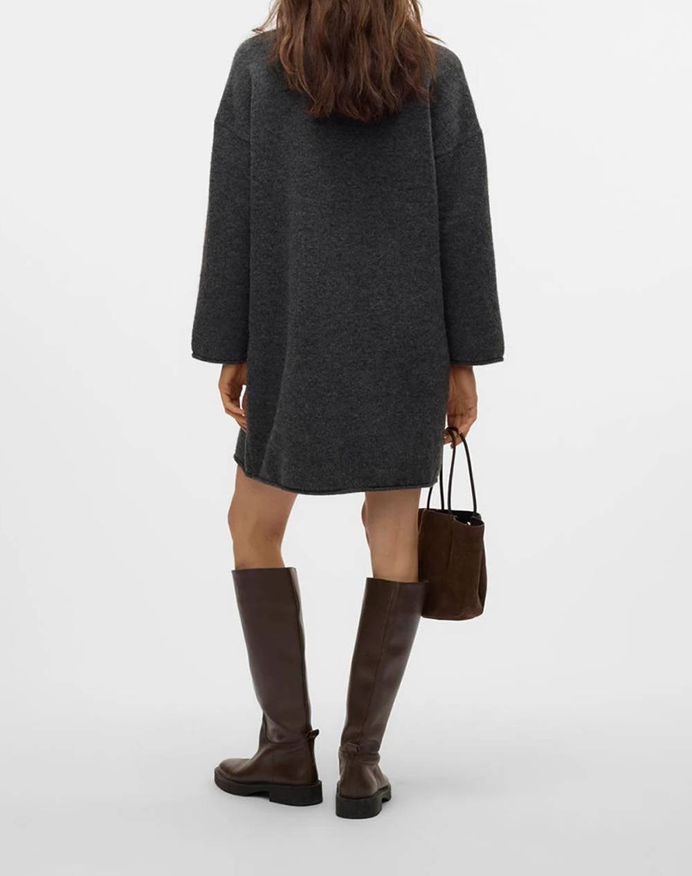 AWARE BY VERO MODA VMGEMMA LS ROLL NECK KNIT DRESS VMA NOOS 10312322-Dark Grey Melange DarkGray φωτογραφία