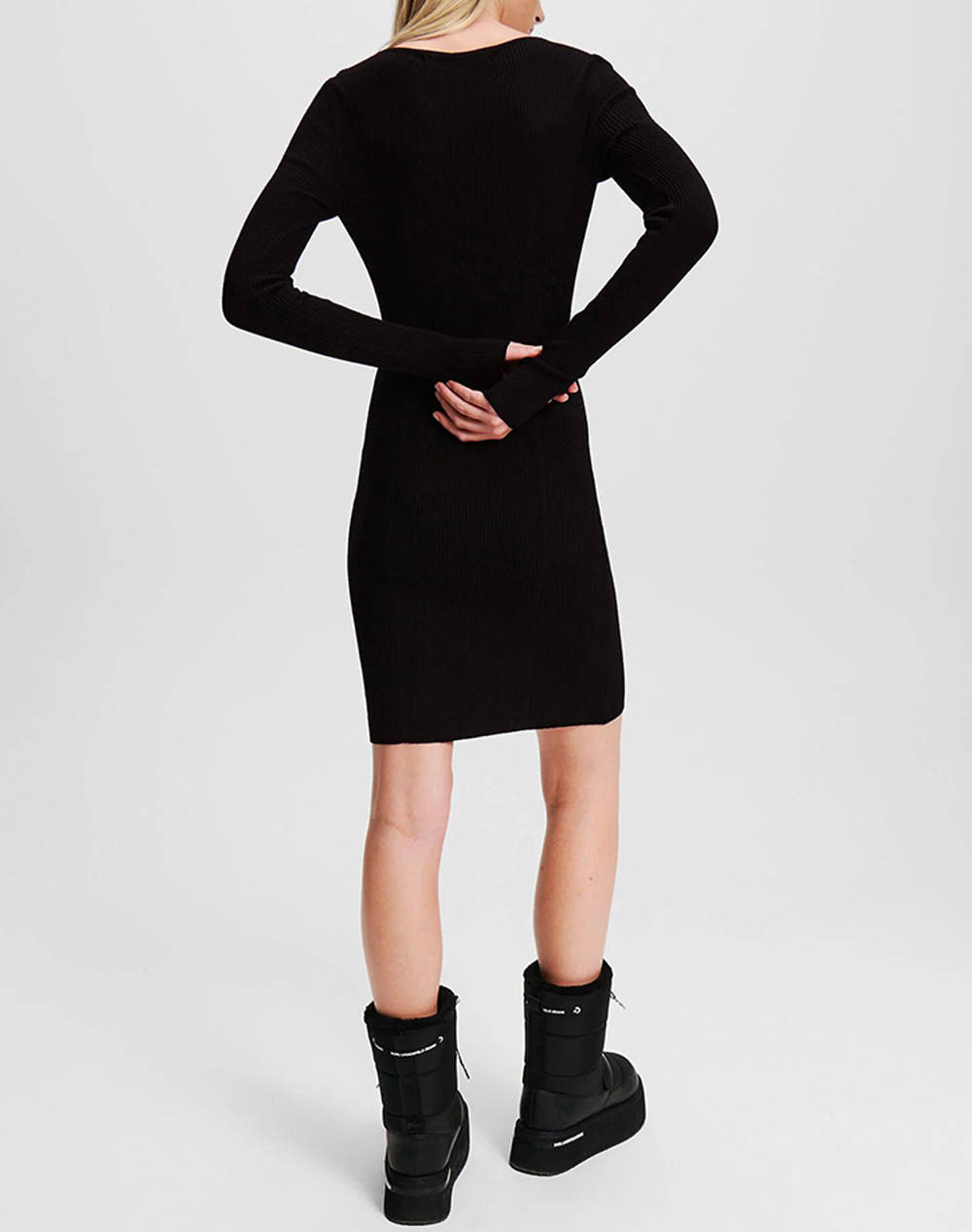 KARL LAGERFELD JEANS KARL LAGERFELD JEANS KLJ LSLV KNITTED LOGO DRESS 246J1304-J101 Black - 2