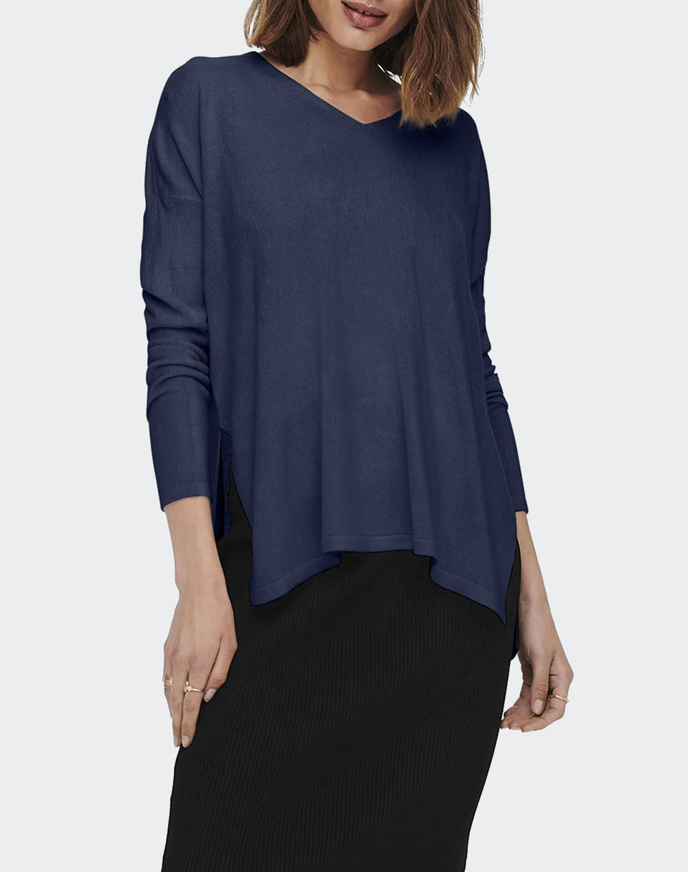 ONLY ΤΟΠ ONLAMALIA V-NECK 15219642-Naval Academy DarkBlue φωτογραφία