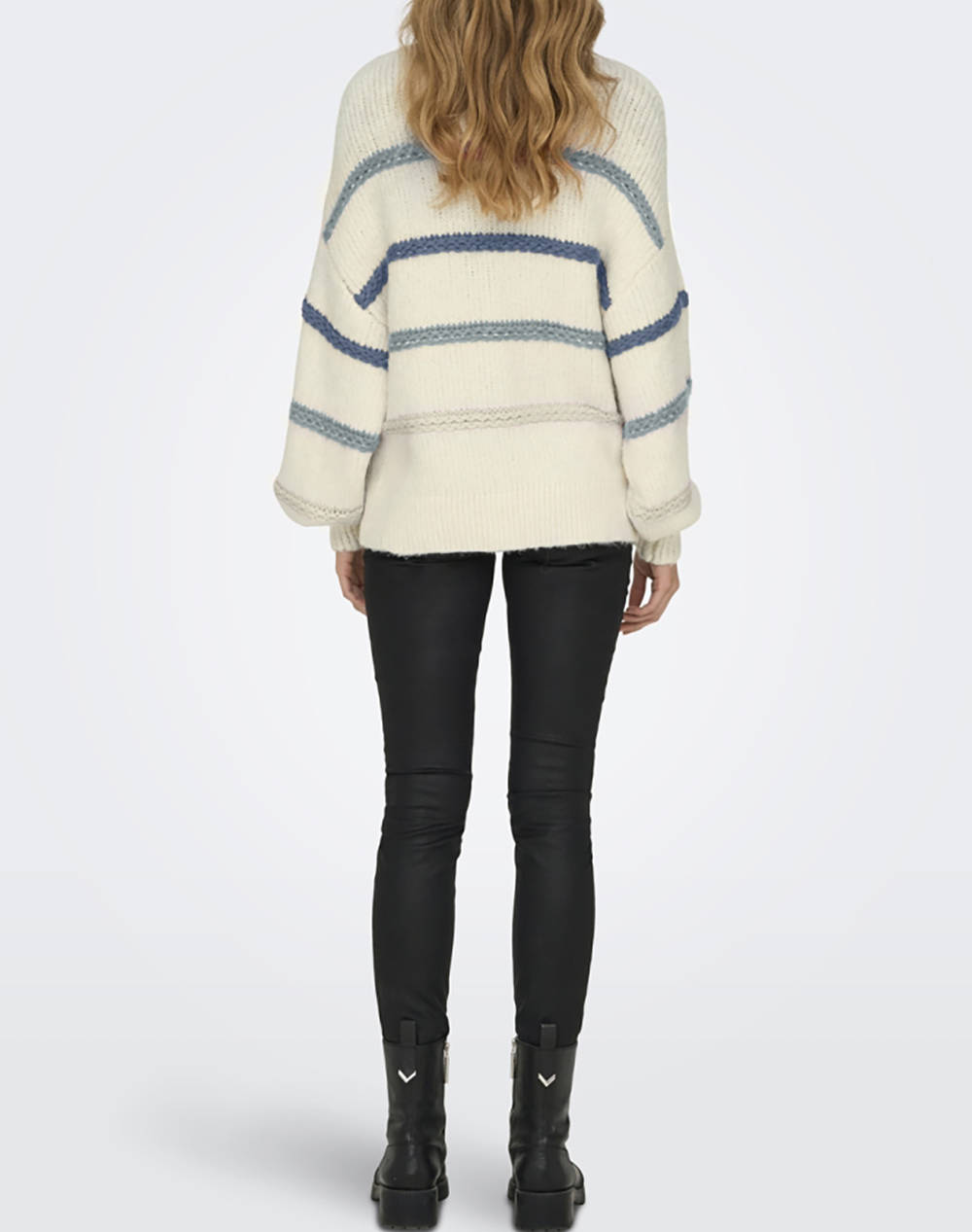 ONLY ONLMY LS STRIPE HIGH NECK KNT 15334859-Birch Biege φωτογραφία