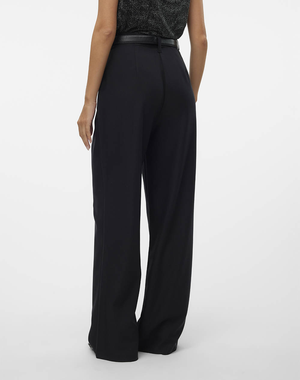 VERO MODA VMSELAH HW WIDE BELTED PANTS 10318609-BLACK Black φωτογραφία