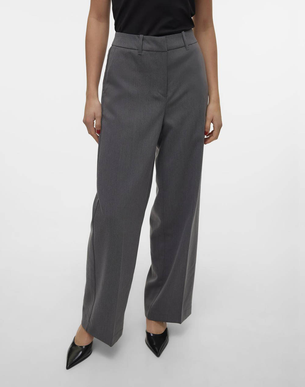 VERO MODA VERO MODA VMBEATE HW WIDE PANT 10311175-Medium Grey Melange Gray