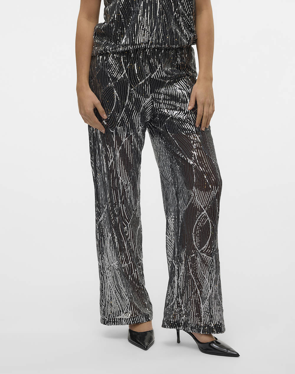 VERO MODA VERO MODA VMELLEN HW WIDE PANT JRS 10319016-BLACK Black