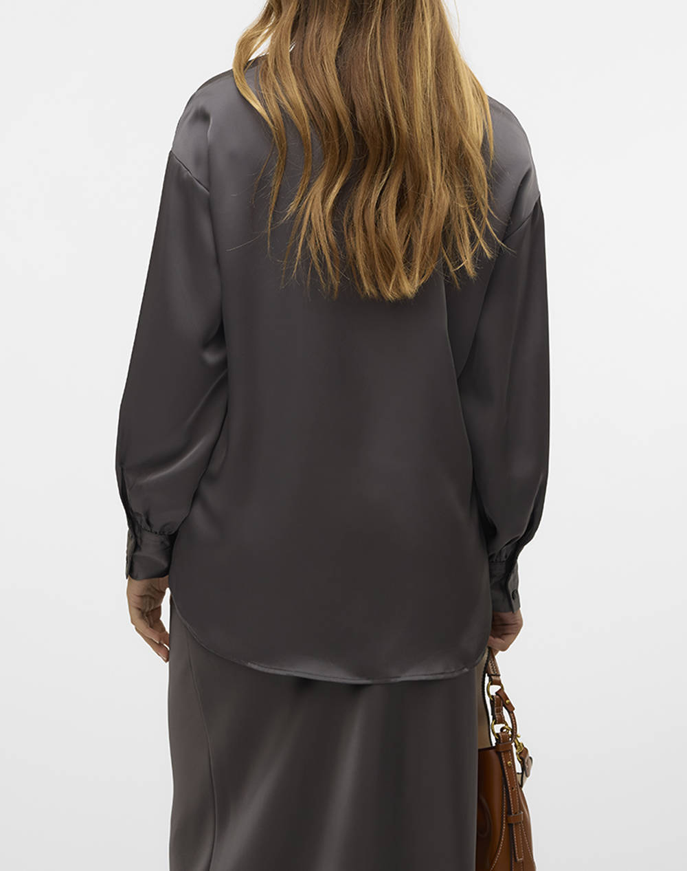 VERO MODA VMNAOMA LS RELAXED SHIRT VMA 10317898-PAVEMENT Gray φωτογραφία