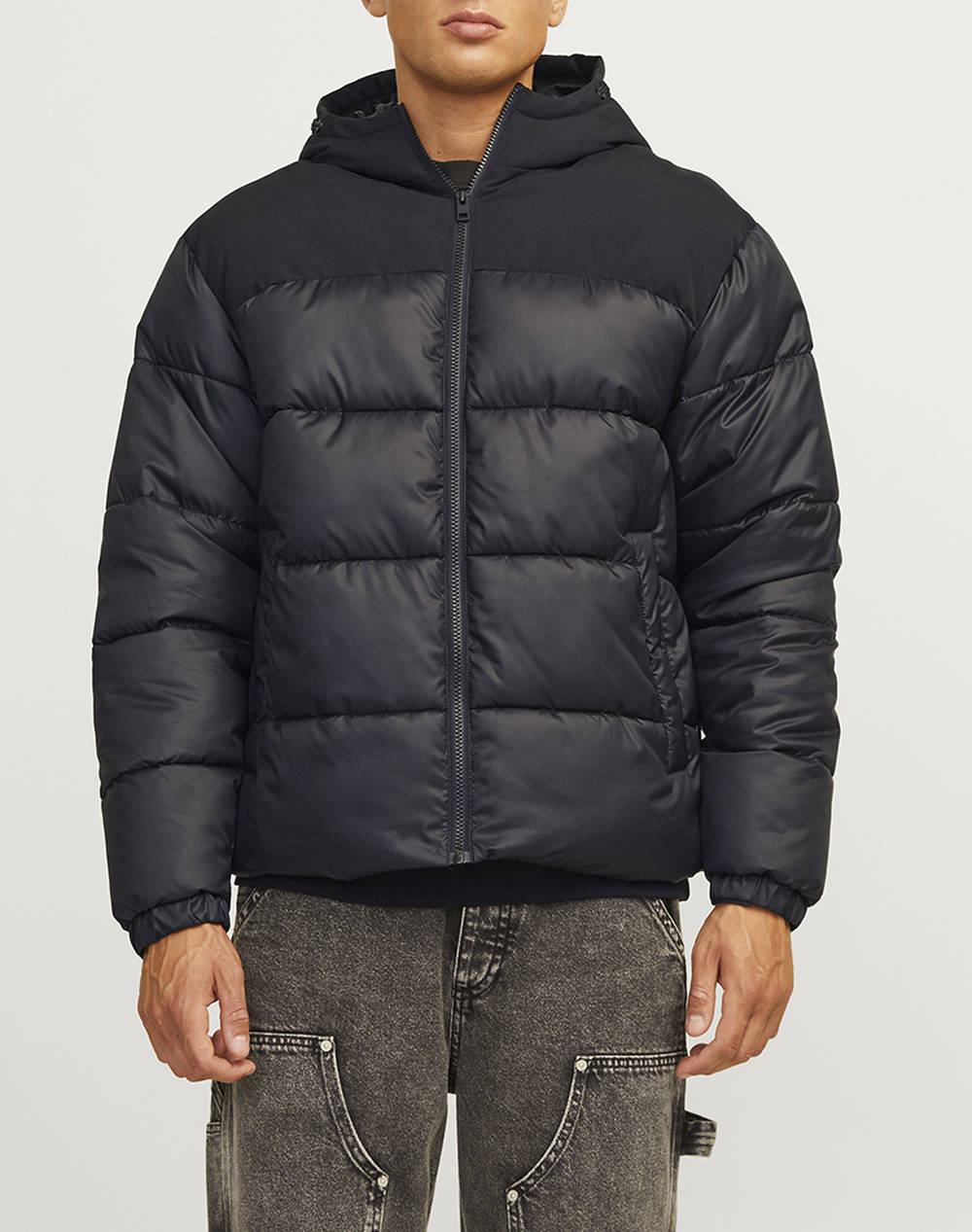 JACK&JONES JJMOON HOOD PUFFER 12256882-BLACK Black