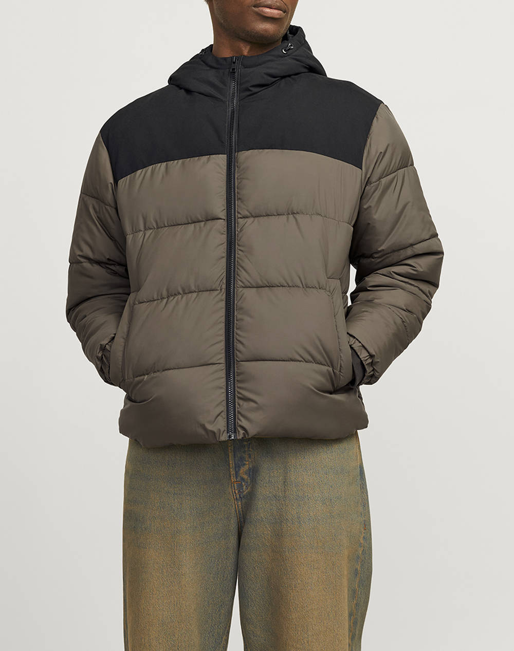 JACK&JONES JJMOON HOOD PUFFER 12256882-Canteen Brown