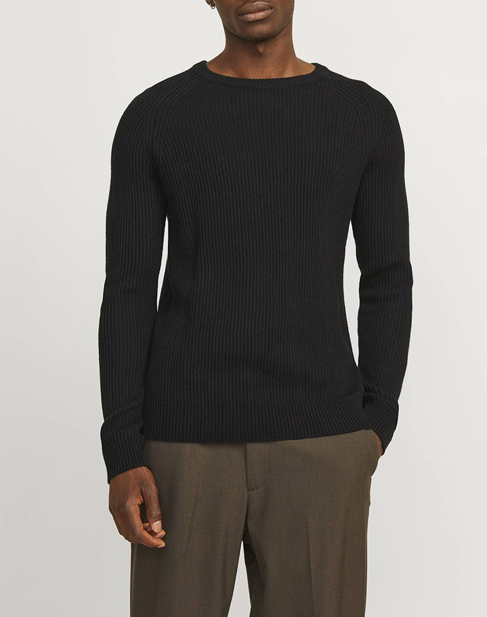 JACK&JONES JJPANNEL KNIT CREW NECK AW24 12258471-BLACK Black