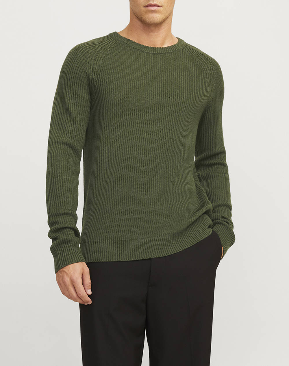 JACK&JONES JJPANNEL KNIT CREW NECK AW24 12258471-Kombu Green Green