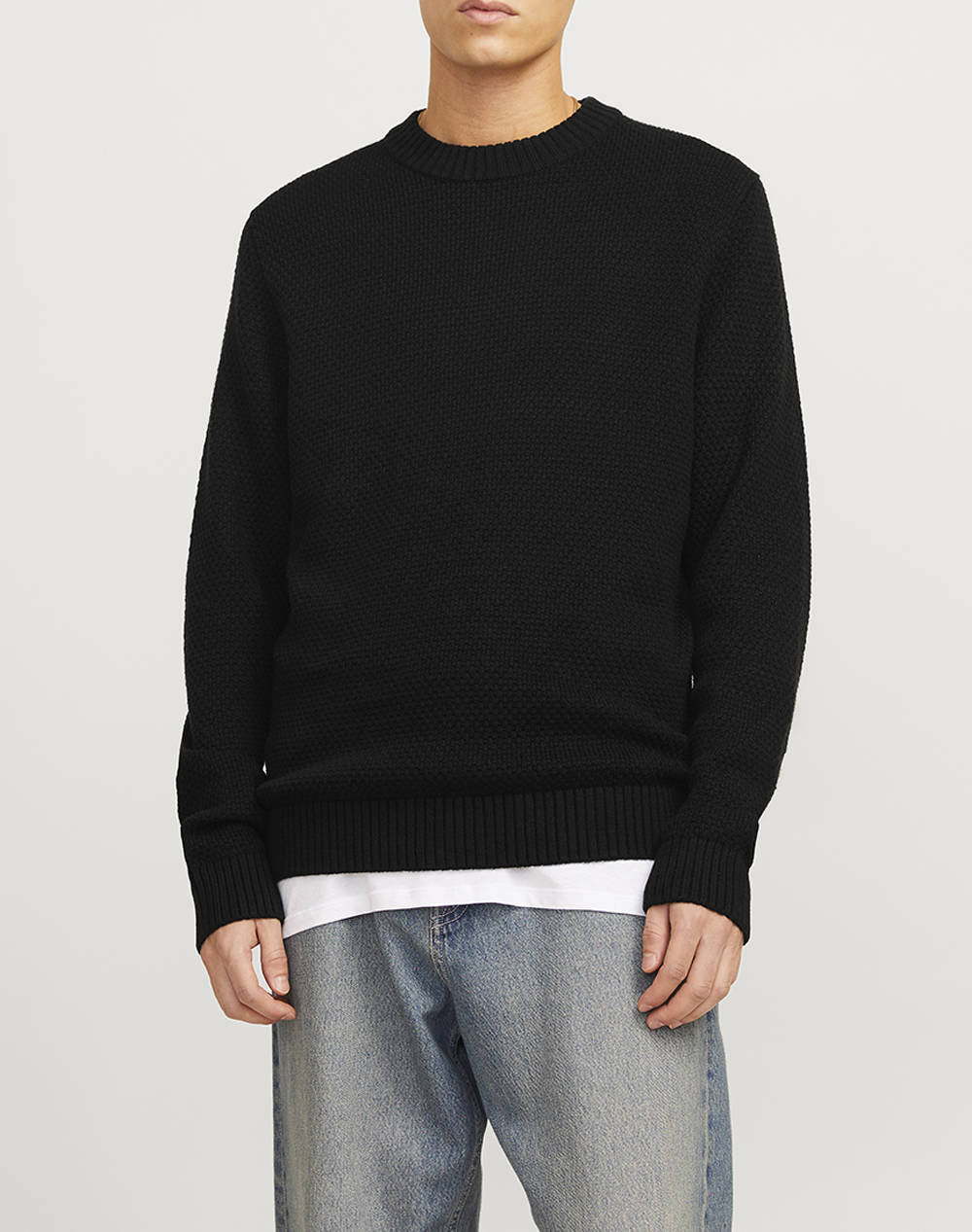 JACK&JONES JOREATON KNIT CREW NECK BF 12266391-BLACK Black