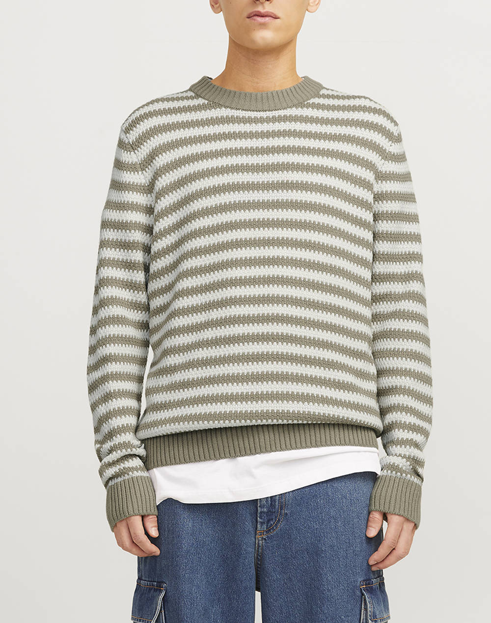 JACK&JONES JOREATON KNIT CREW NECK BF 12266391-Silver Sage Multi