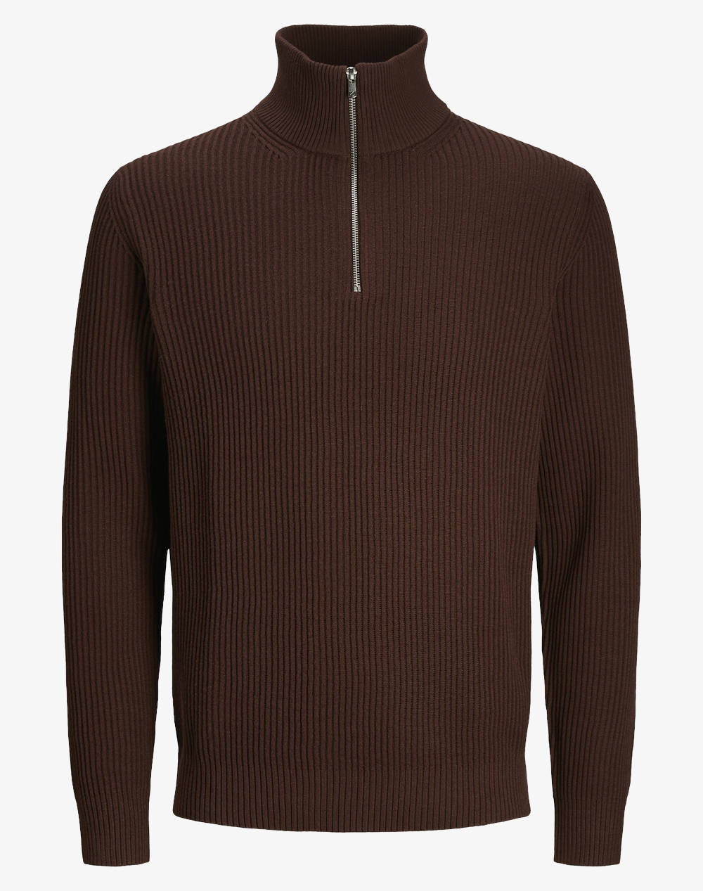 JACK&JONES JPRBLALIAM KNIT HALF ZIP BF LN 12266502-Bitter Chocolate DarkBrown