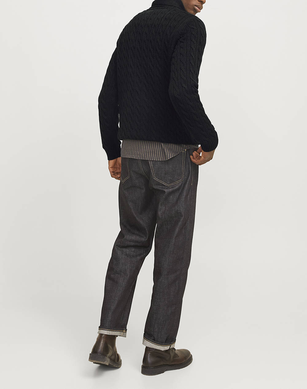JACK&JONES JPRBLUCRASH KNIT SHAWL NECK 12259704-Black Beauty Black φωτογραφία
