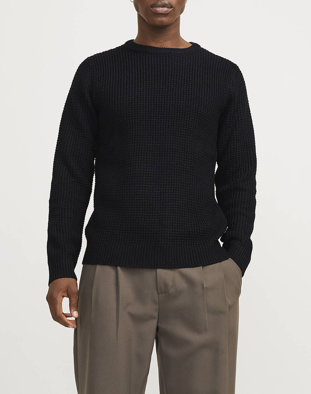 JACK&JONES JJSTUDIO KNIT CREW NECK 12270919-BLACK Black