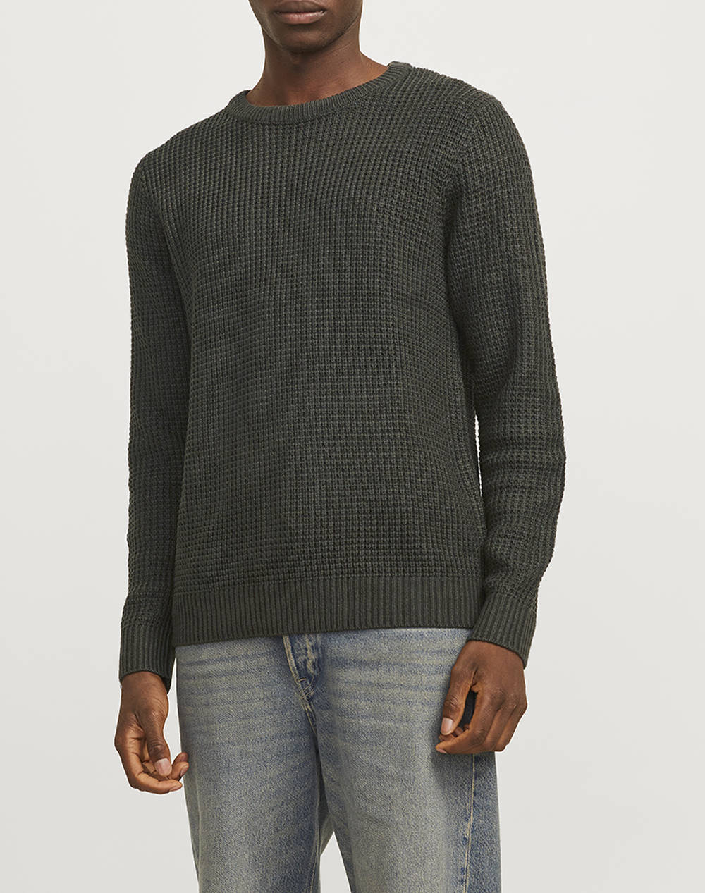 JACK&JONES JJSTUDIO KNIT CREW NECK 12270919-ROSIN DarkGreen