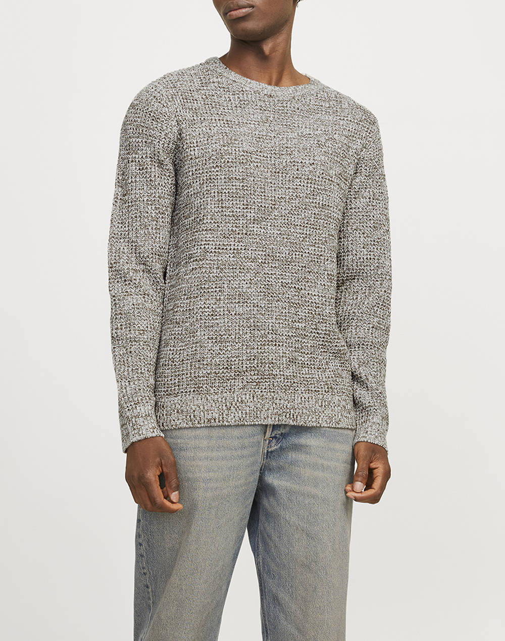 JACK&JONES JJSTUDIO KNIT CREW NECK 12270919-Canteen Mixed
