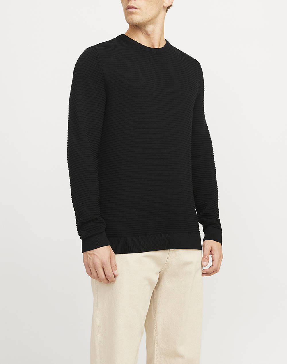 JACK&JONES JJOTTO KNIT CREW NECK LN 12258571-BLACK Black