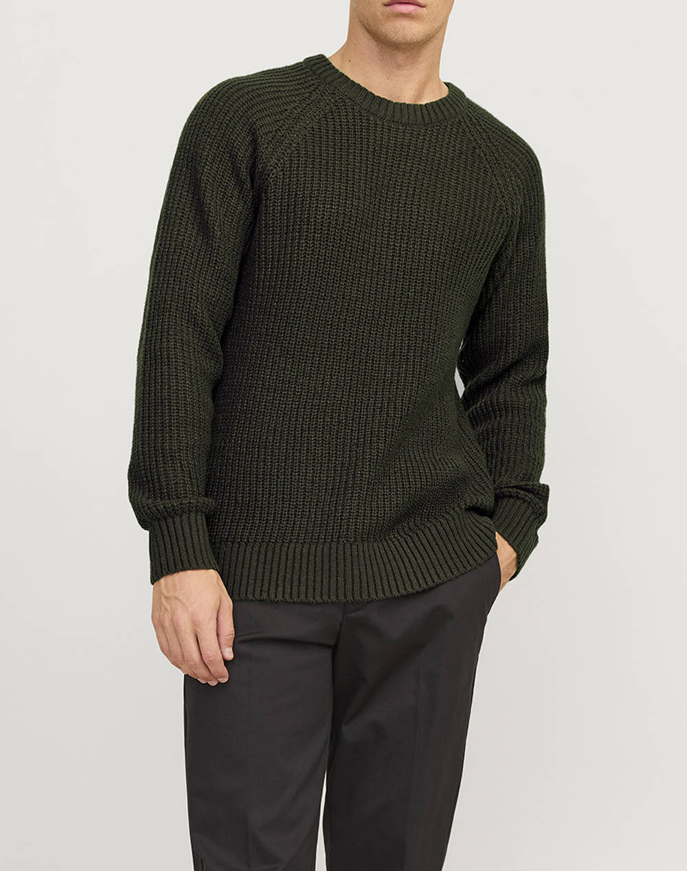 JACK&JONES JJJONES KNIT CREW NECK 12267393-Rosin DarkGreen
