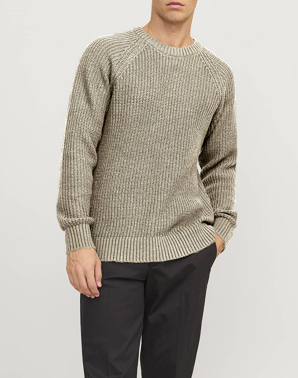 JACK&JONES JJJONES KNIT CREW NECK 12267393-White Ecru