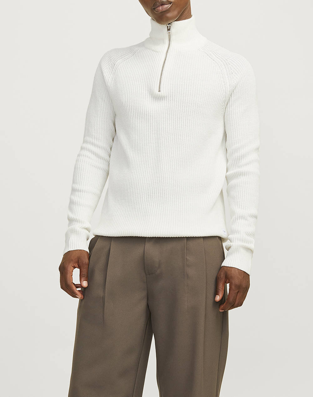 JACK&JONES JJPANNEL KNIT HALF ZIP AW24 12258473-Cloud Dancer White