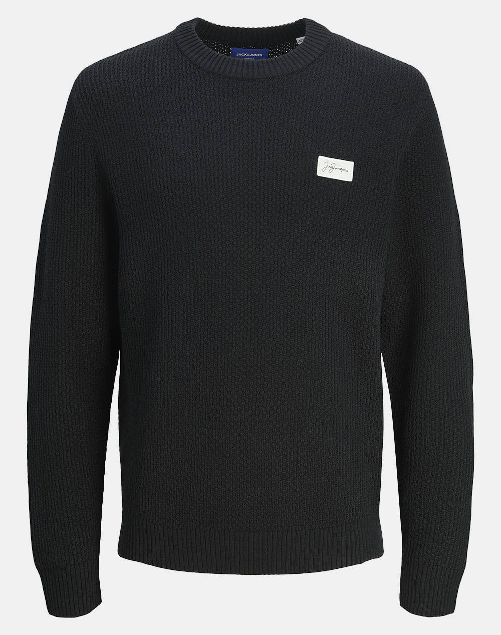 JACK&JONES JORPORTLAND BADGE KNIT CREW NECK 12262028-BLACK Black